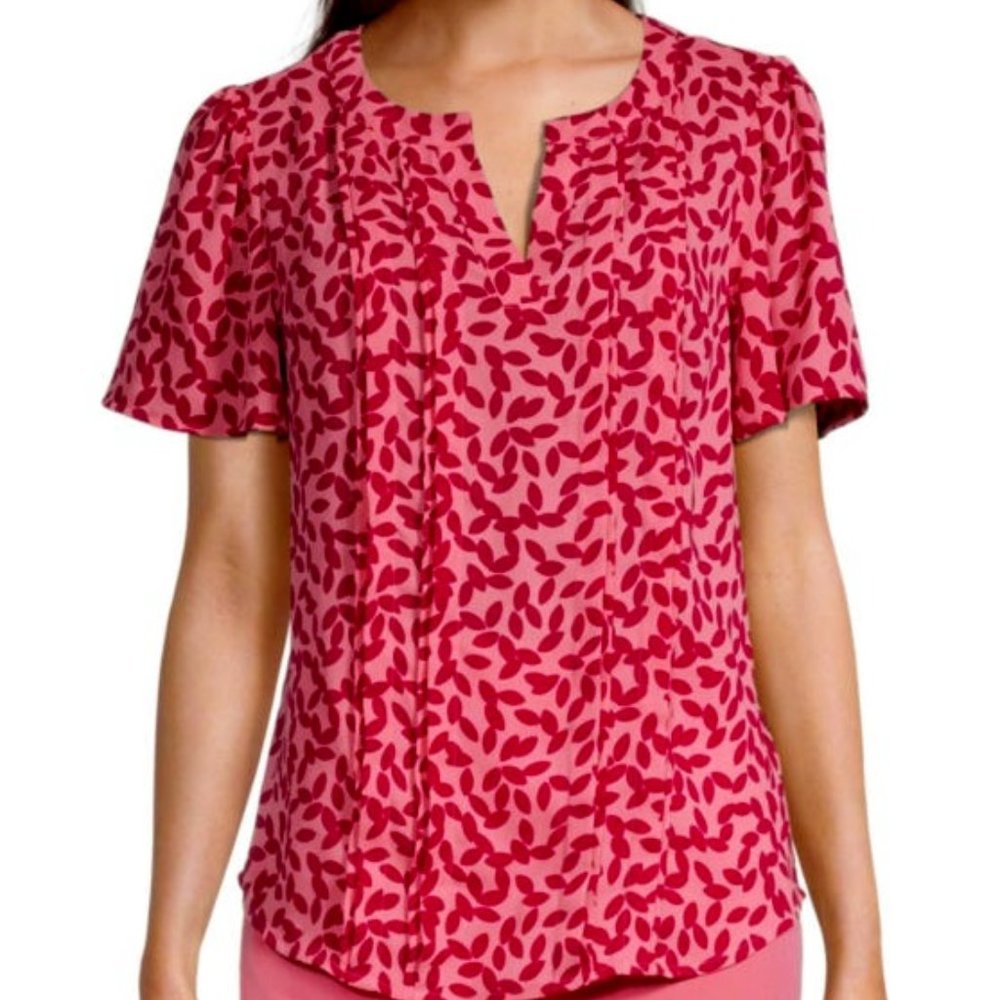 Liz Claiborne Women's Split Crew Neck Short Sleeve Blouse Size PXXL
